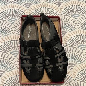 Aerosols Black Combo Push Pedal Strappy Sandals